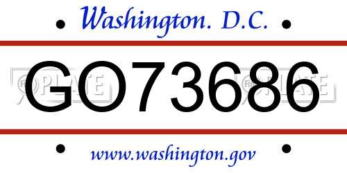 GO73686 District Of Columbia License Plate
