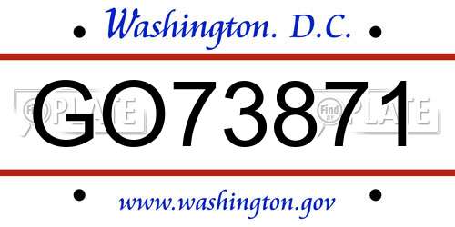 GO73871 District Of Columbia License Plate