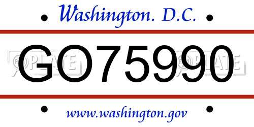 GO75990 District Of Columbia License Plate