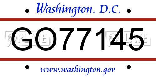 GO77145 District Of Columbia License Plate
