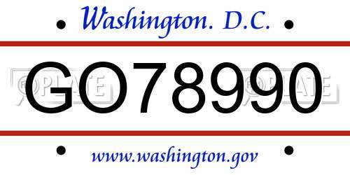 GO78990 District Of Columbia License Plate