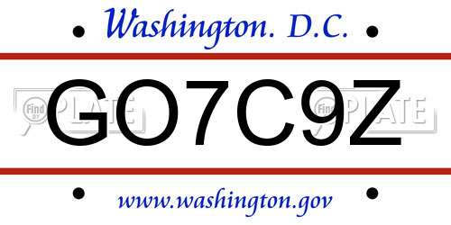 GO7C9Z District Of Columbia License Plate