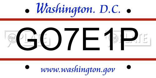 GO7E1P District Of Columbia License Plate