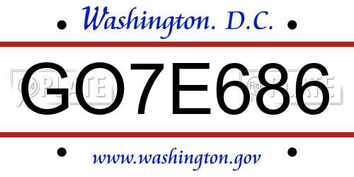 GO7E686 District Of Columbia License Plate