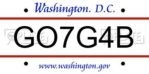GO7G4B District Of Columbia License Plate