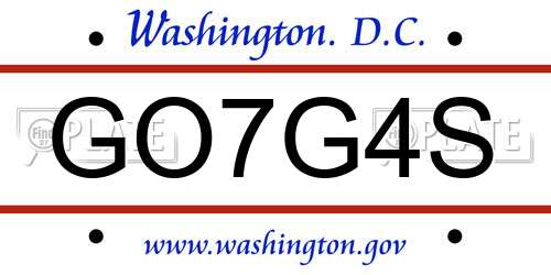 GO7G4S District Of Columbia License Plate