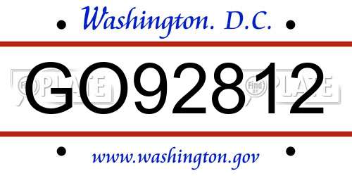 GO92812 District Of Columbia License Plate