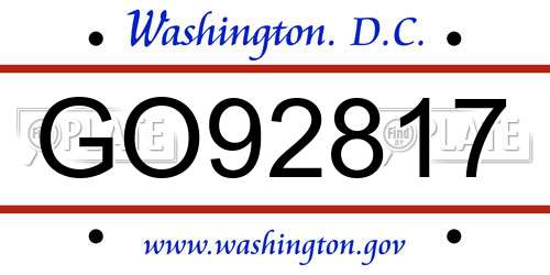 GO92817 District Of Columbia License Plate
