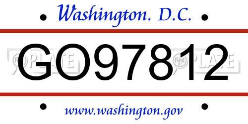 GO97812 District Of Columbia License Plate