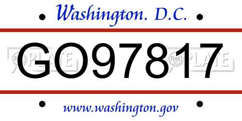 GO97817 District Of Columbia License Plate