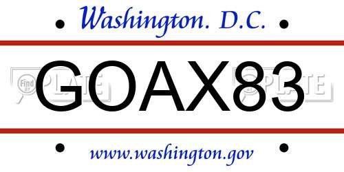GOAX83 District Of Columbia License Plate