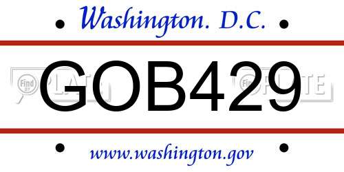 GOB429 District Of Columbia License Plate
