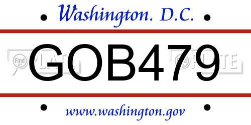 GOB479 District Of Columbia License Plate