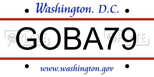 GOBA79 District Of Columbia License Plate