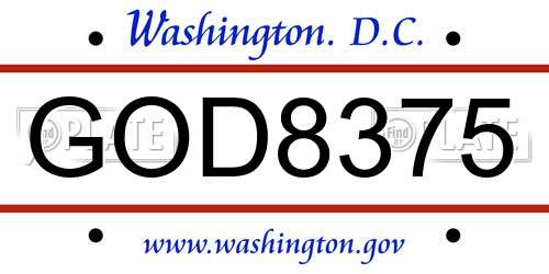 GOD8375 District Of Columbia License Plate