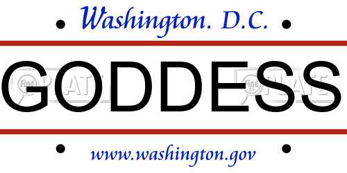 GODDESS District Of Columbia License Plate