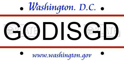 GODISGD District Of Columbia License Plate