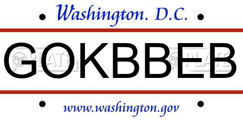 GOKBBEB District Of Columbia License Plate