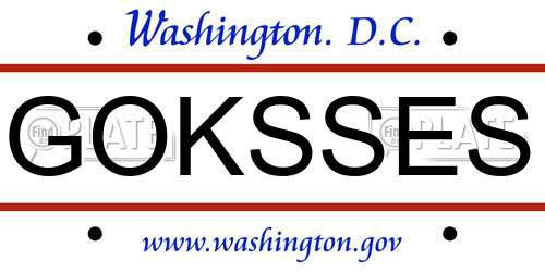 GOKSSES District Of Columbia License Plate
