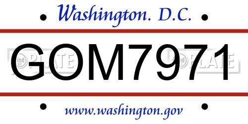 GOM7971 District Of Columbia License Plate
