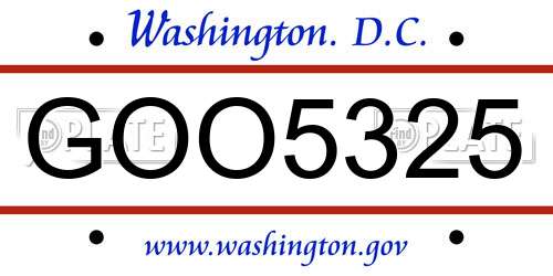 GOO5325 District Of Columbia License Plate