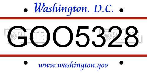 GOO5328 District Of Columbia License Plate