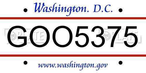 GOO5375 District Of Columbia License Plate