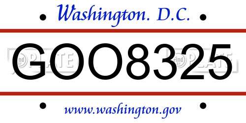 GOO8325 District Of Columbia License Plate