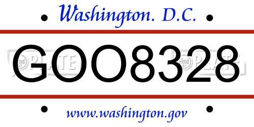 GOO8328 District Of Columbia License Plate
