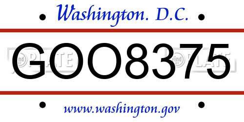 GOO8375 District Of Columbia License Plate