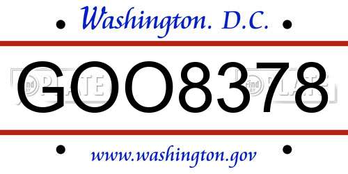 GOO8378 District Of Columbia License Plate
