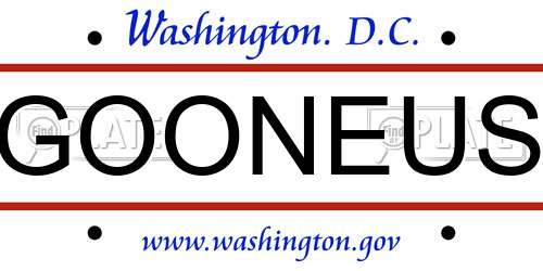 GOONEUS District Of Columbia License Plate