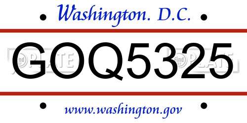 GOQ5325 District Of Columbia License Plate