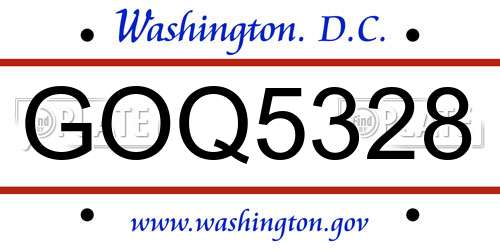 GOQ5328 District Of Columbia License Plate