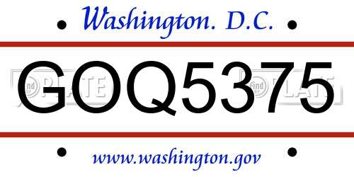 GOQ5375 District Of Columbia License Plate