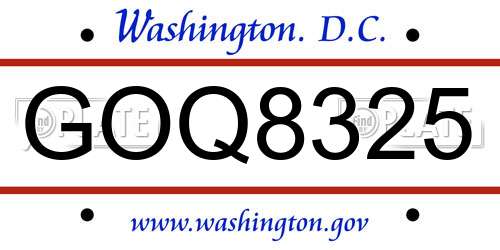 GOQ8325 District Of Columbia License Plate