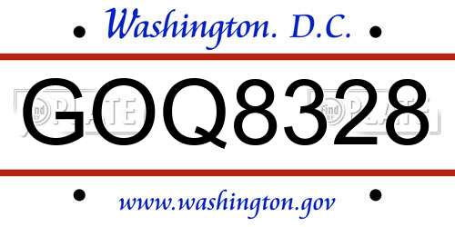 GOQ8328 District Of Columbia License Plate