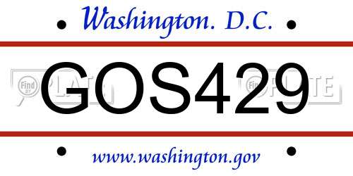 GOS429 District Of Columbia License Plate