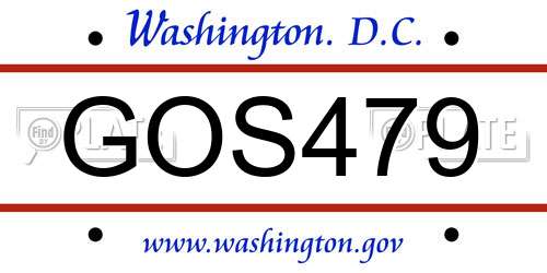 GOS479 District Of Columbia License Plate