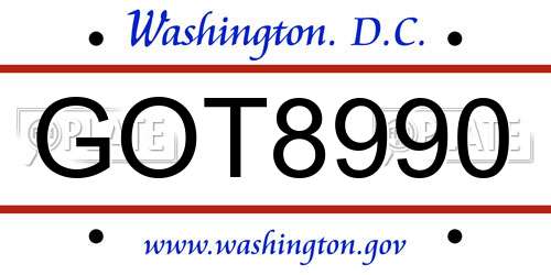 GOT8990 District Of Columbia License Plate