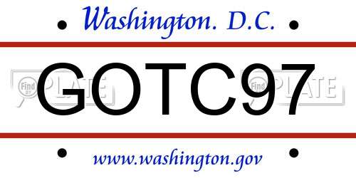 GOTC97 District Of Columbia License Plate
