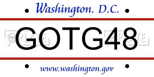 GOTG48 District Of Columbia License Plate