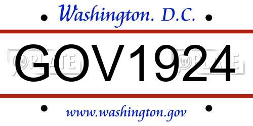 GOV1924 District Of Columbia License Plate