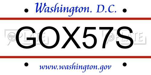 GOX57S District Of Columbia License Plate