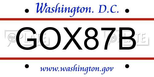 GOX87B District Of Columbia License Plate