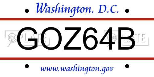 GOZ64B District Of Columbia License Plate