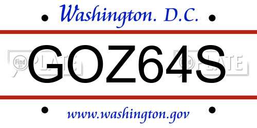 GOZ64S District Of Columbia License Plate