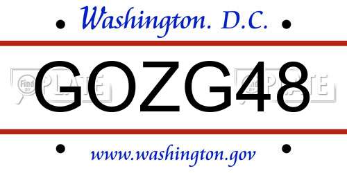 GOZG48 District Of Columbia License Plate