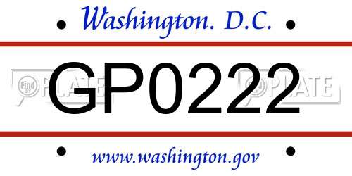 GP0222 District Of Columbia License Plate