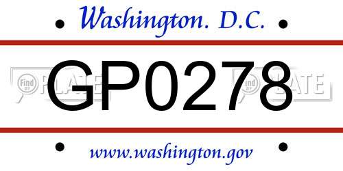 GP0278 District Of Columbia License Plate
